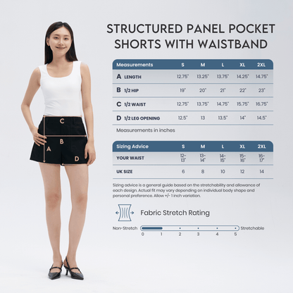 Structured Panel Pocket Shorts With Waistband