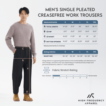 Men’s Single Pleated Creasefree Work Trousers