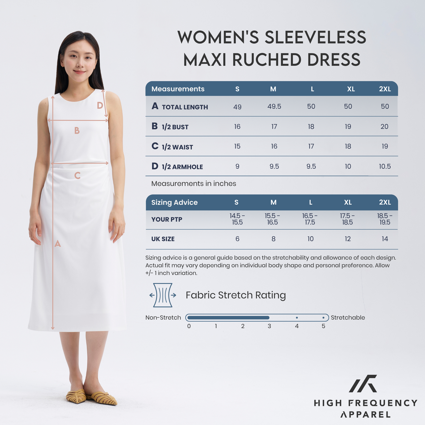 women's sleeveless maxi ruched dress