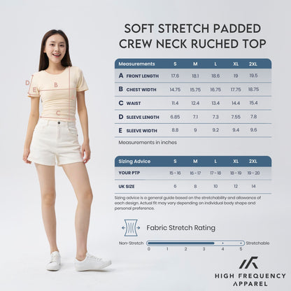 HFA Women’s Soft Stretch Crew Neck Ruched Padded Tee
