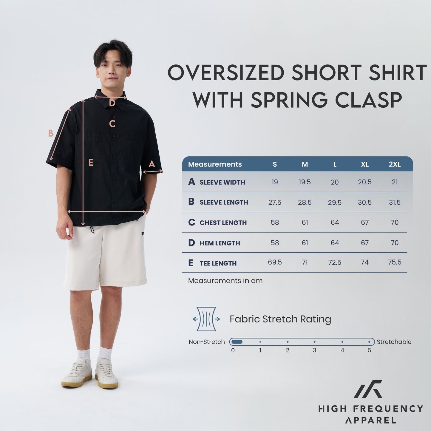 hfa men's oversized short sleeve shirt with spring clasp