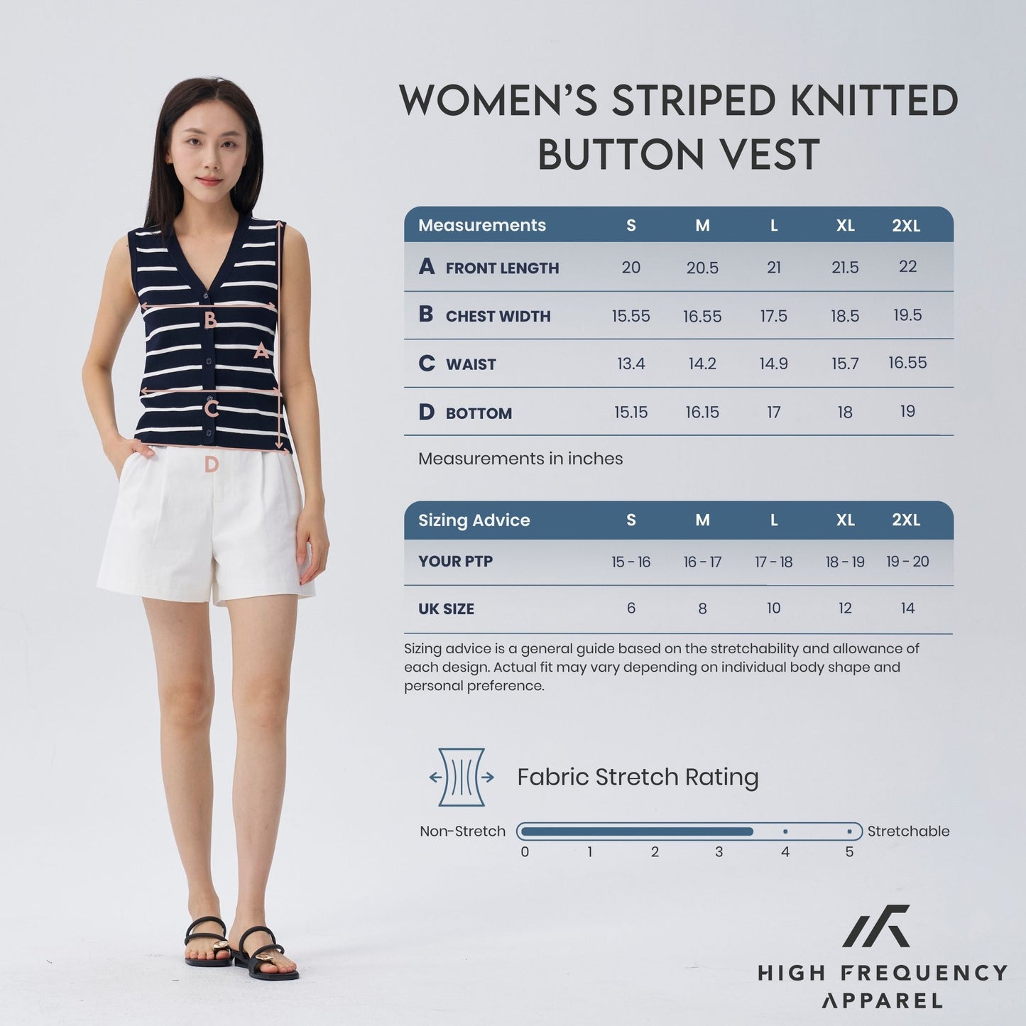 hfa women’s striped knitted button vest