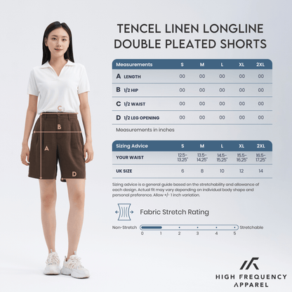 Tencel Linen Longline Double Pleated Shorts