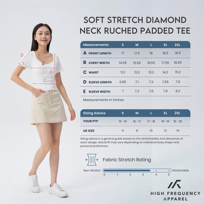 HFA Women’s Soft Stretch Diamond Neck Ruched Padded Tee