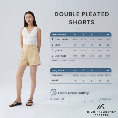 HFA Women's Double Pleated Chino High-Waisted Shorts