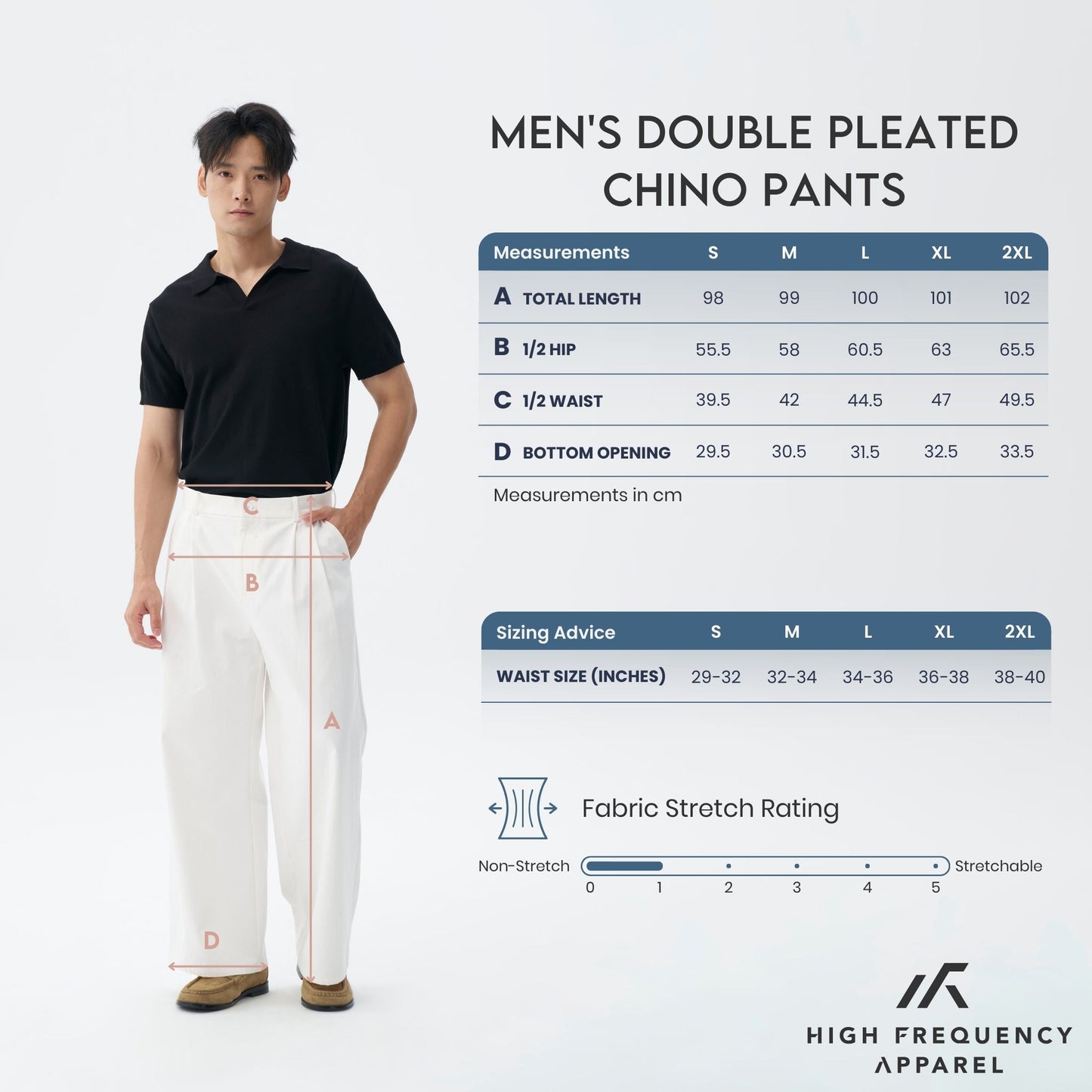 hfa men's double pleated wide leg chino pants