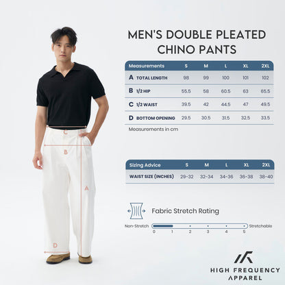 HFA Men's Double Pleated Wide Leg Chino Pants