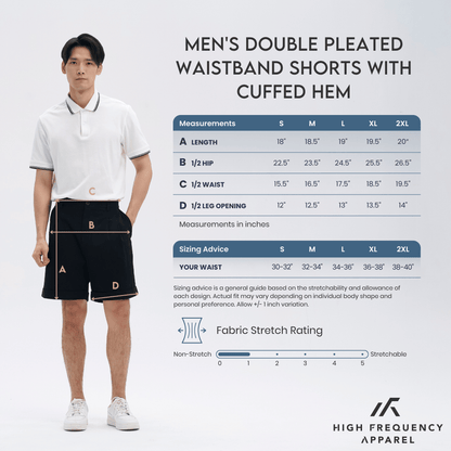 Double Pleated Waistband Shorts with Cuffed Hem