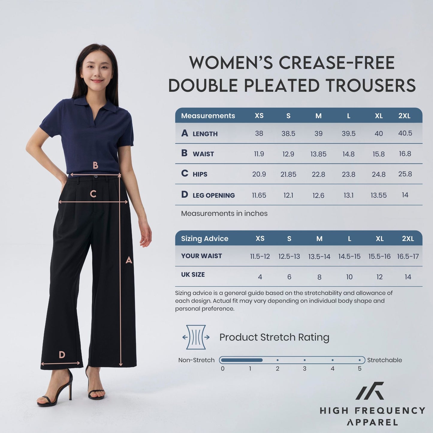 hfa women’s crease-free double pleated trousers