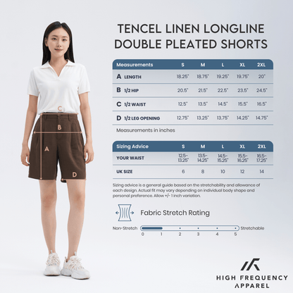 Tencel Linen Longline Double Pleated Shorts