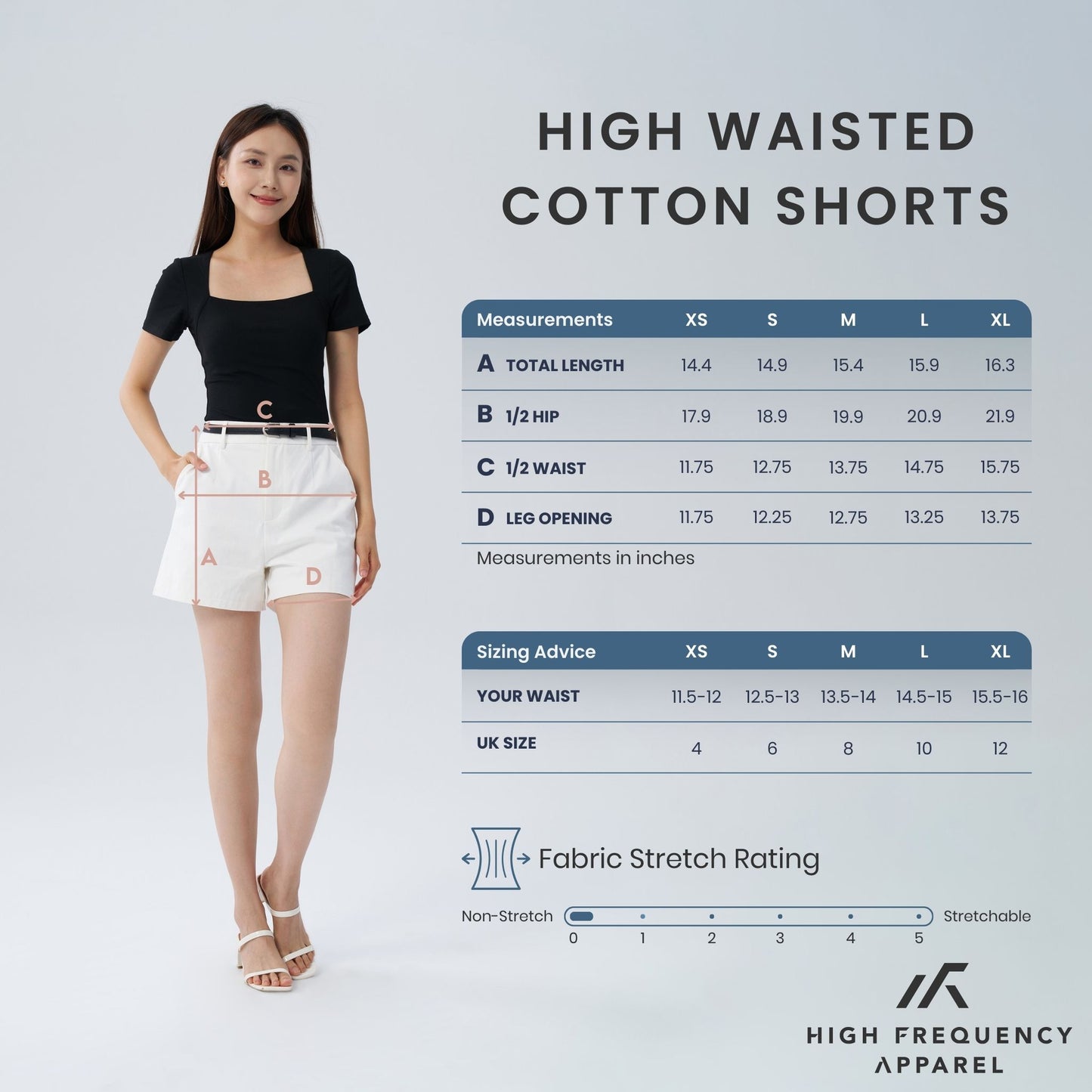 hfa women's high waisted cotton shorts