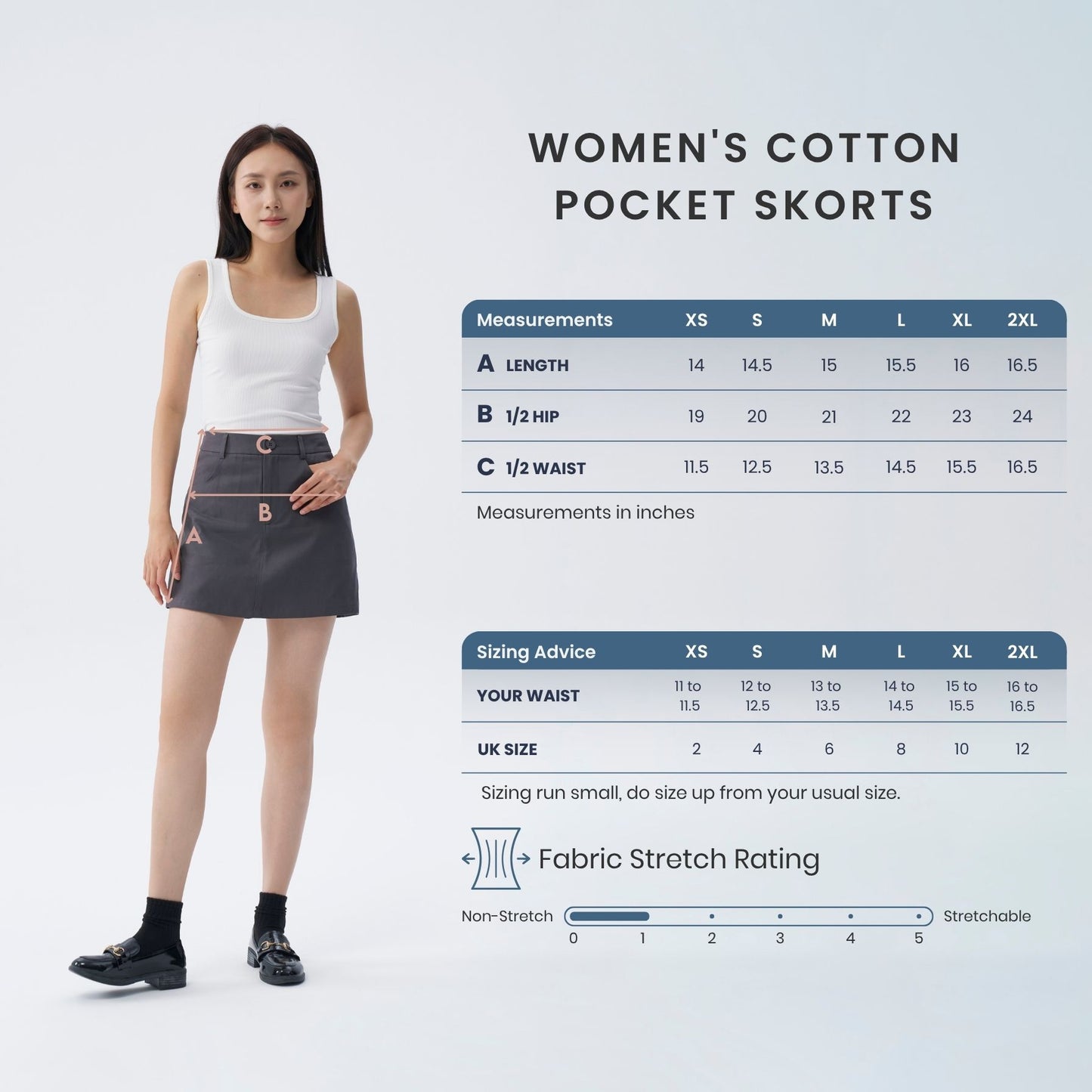 hfa women's basic cotton pocket skorts
