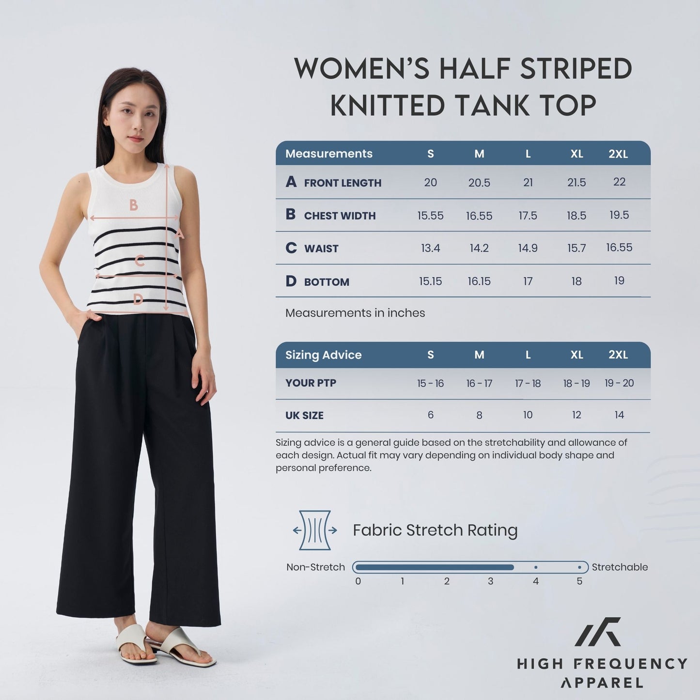 hfa women’s half striped knitted tank top