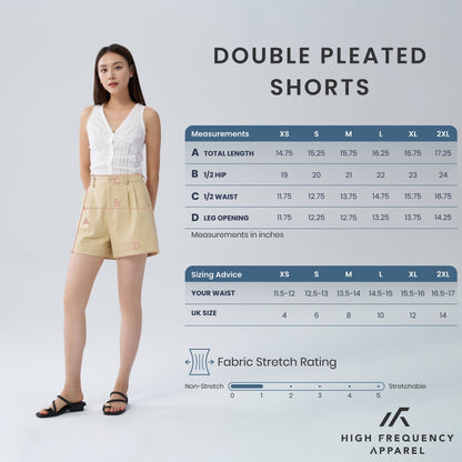HFA Women's Double Pleated Chino High-Waisted Shorts
