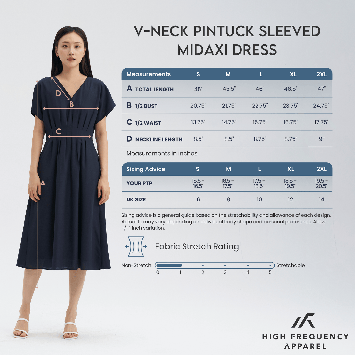 v-neck pintuck sleeved midaxi dress