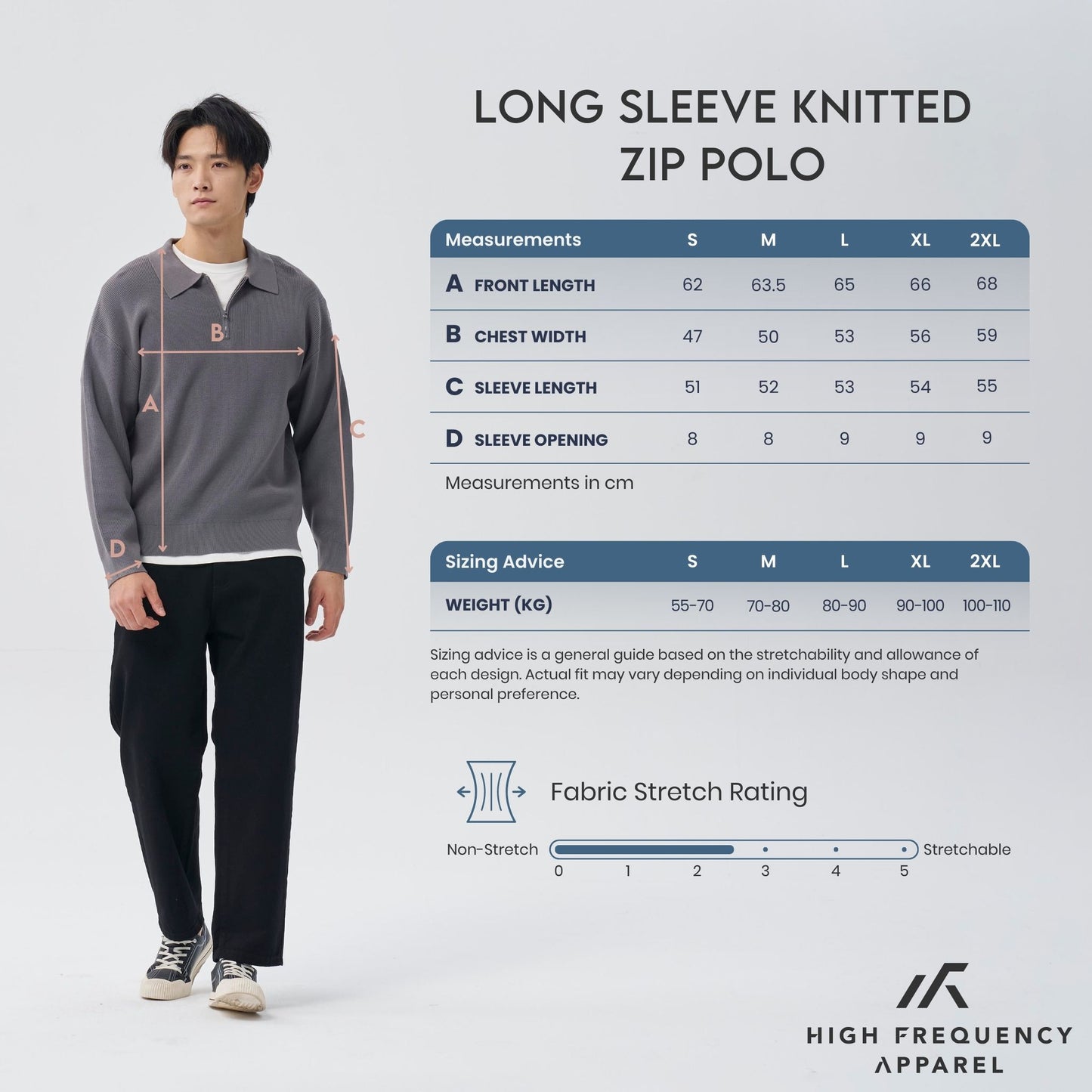 hfa men’s long sleeve knitted zip polo