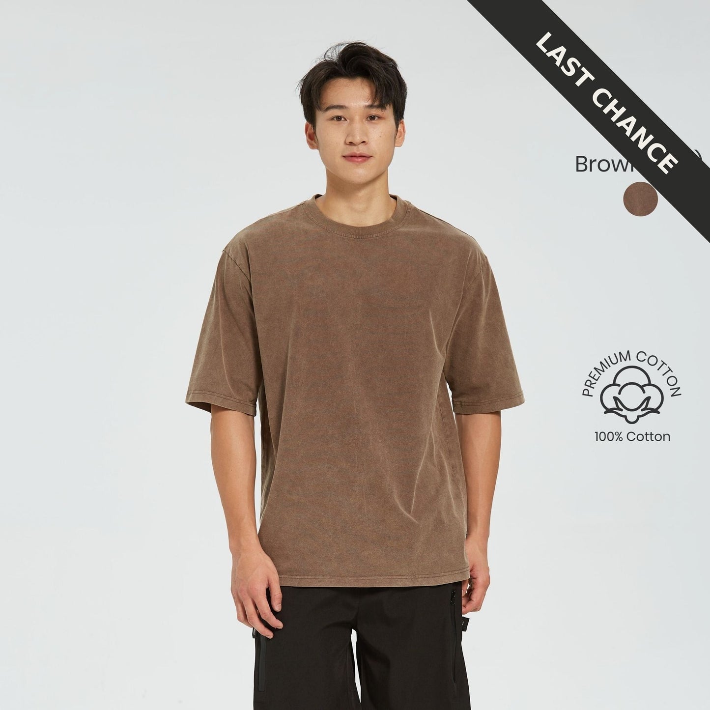 unisex acid washed 280gsm cotton oversized crew neck t-shirt