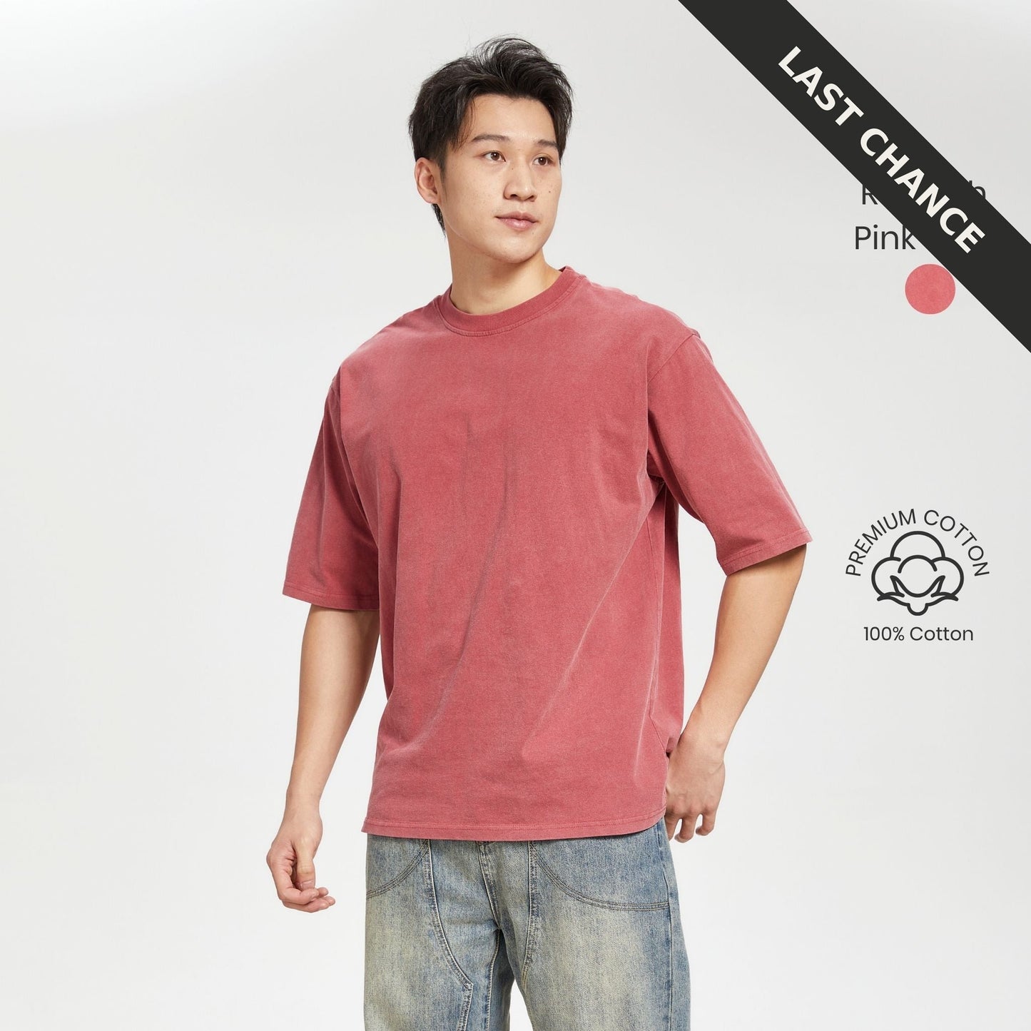 unisex acid washed 280gsm cotton oversized crew neck t-shirt