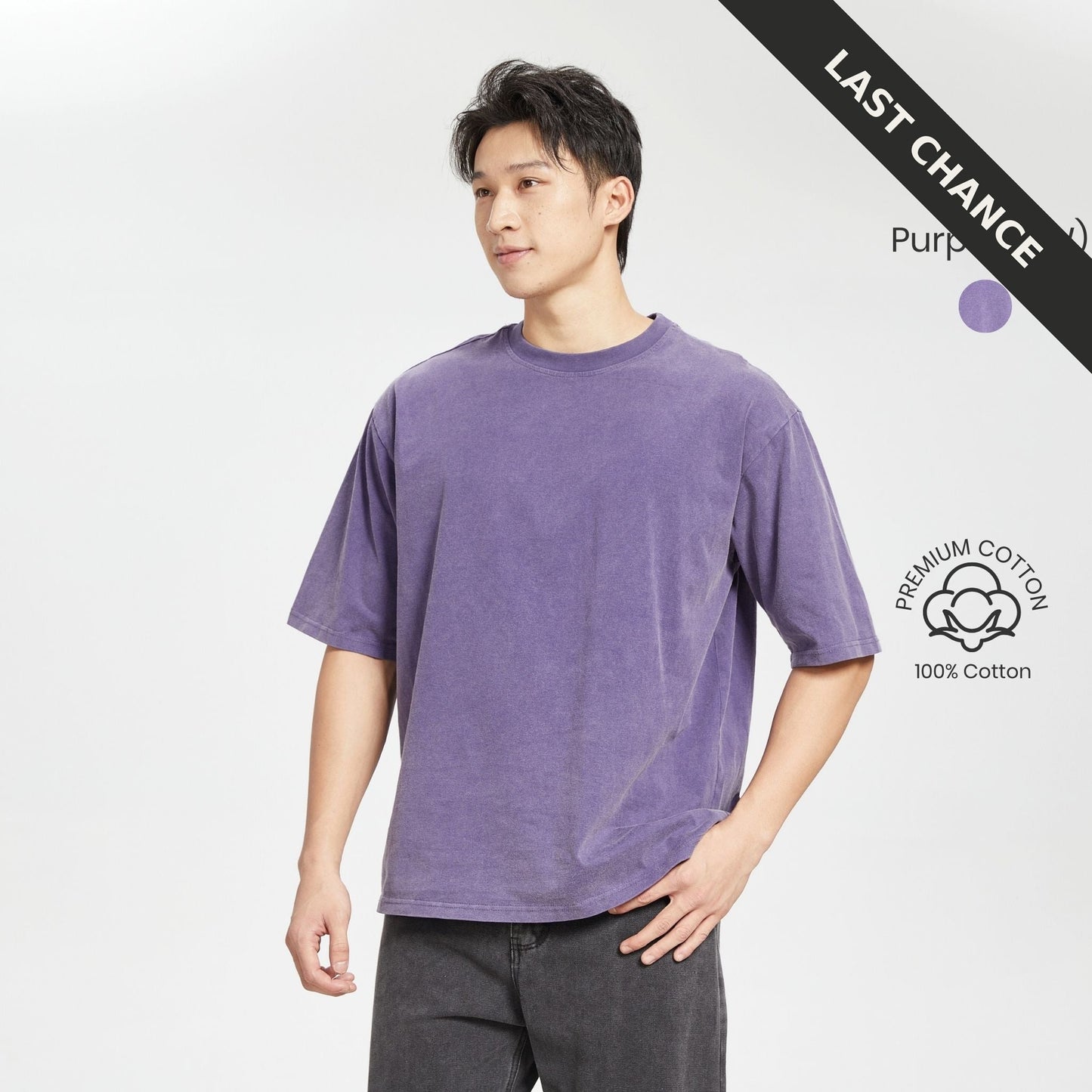 unisex acid washed 280gsm cotton oversized crew neck t-shirt
