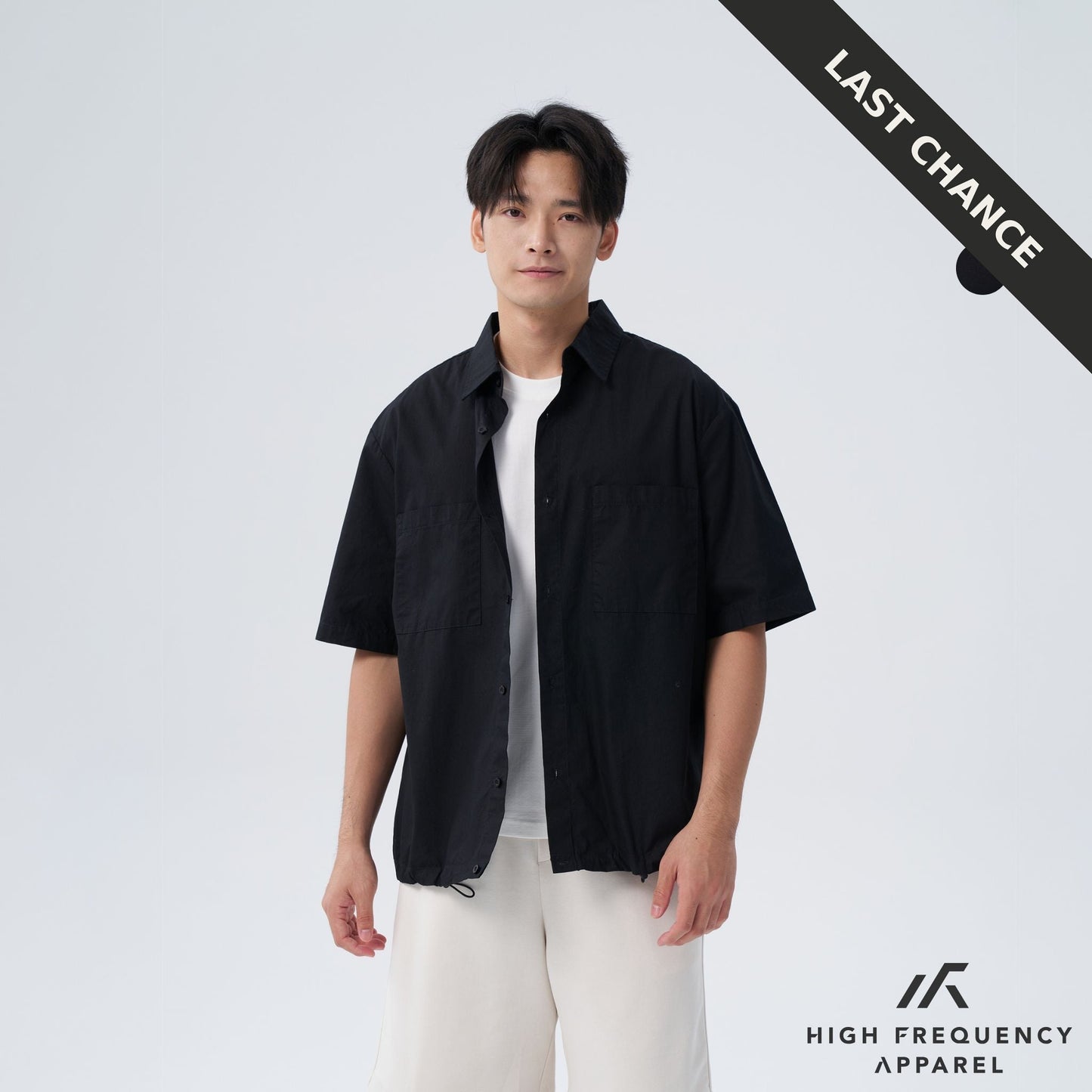 oversized short sleeve shirt with spring clasp