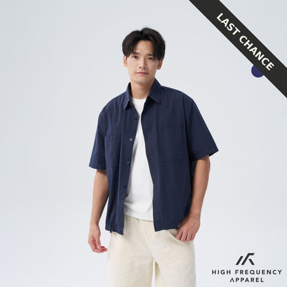 Oversized Short Sleeve Shirt with Spring Clasp