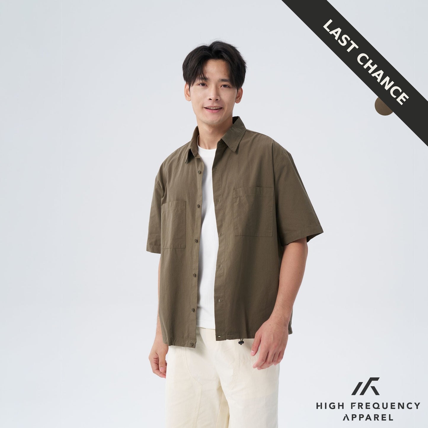 oversized short sleeve shirt with spring clasp