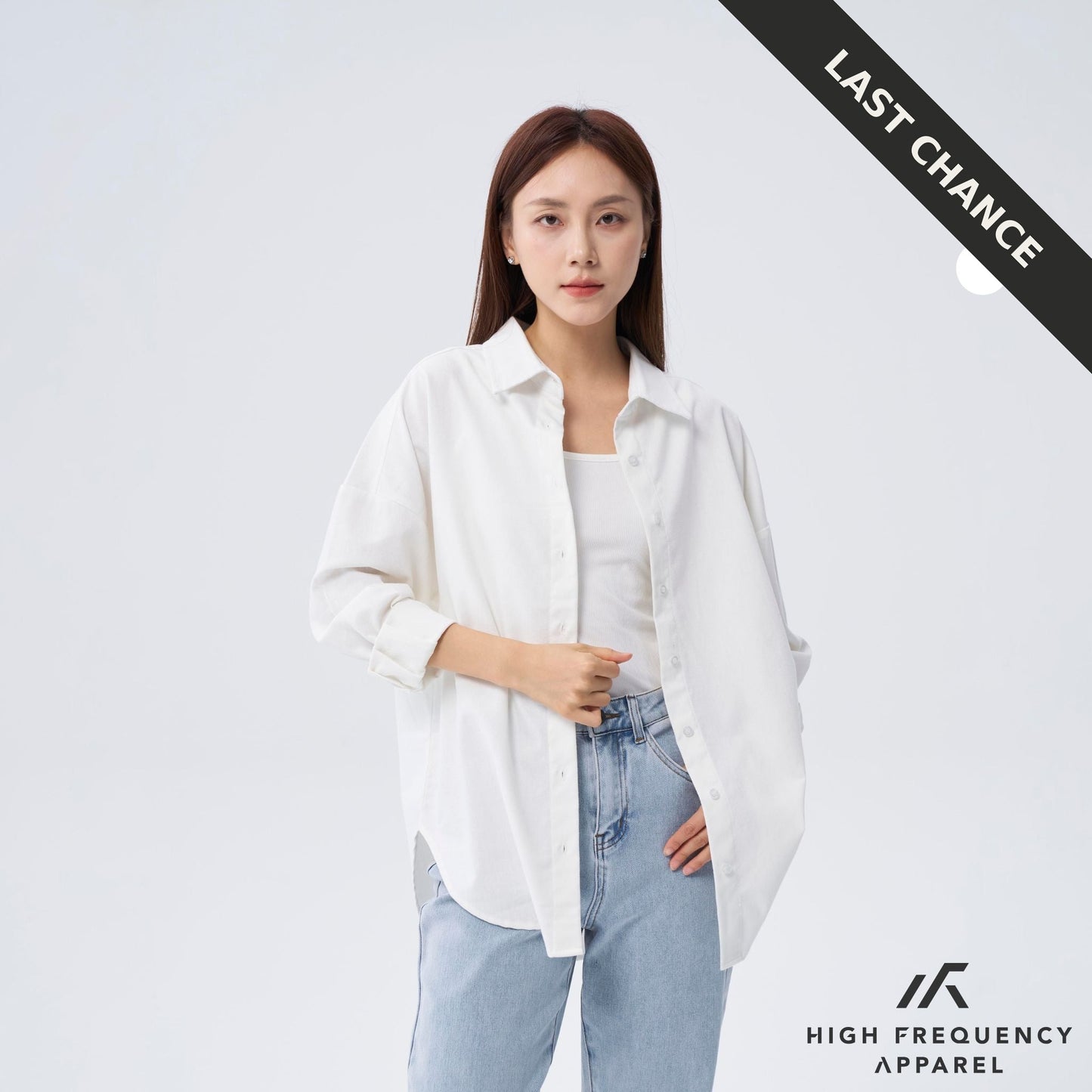 unisex ultra curved hem long sleeve relaxed shirt