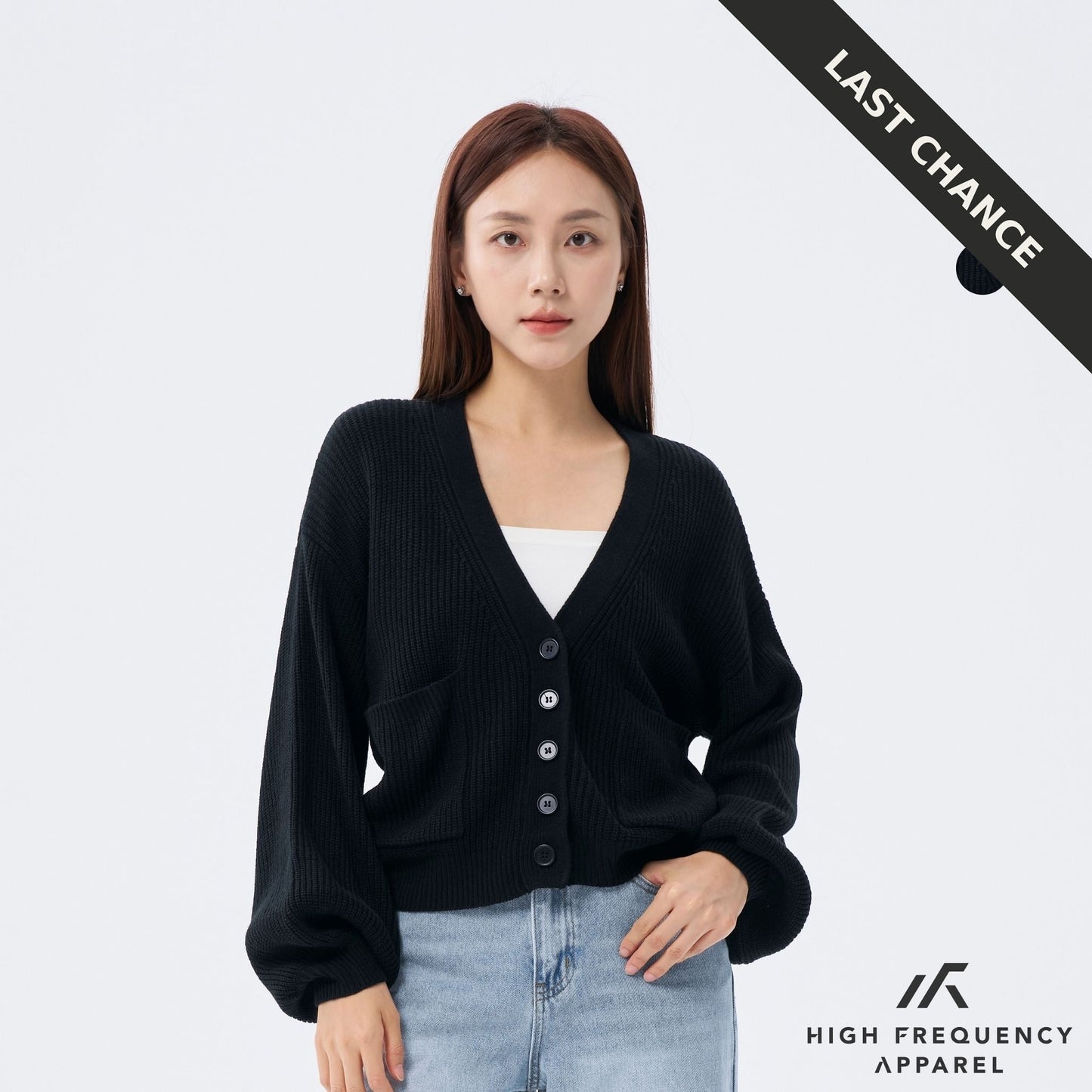 puffy knitted cardigan