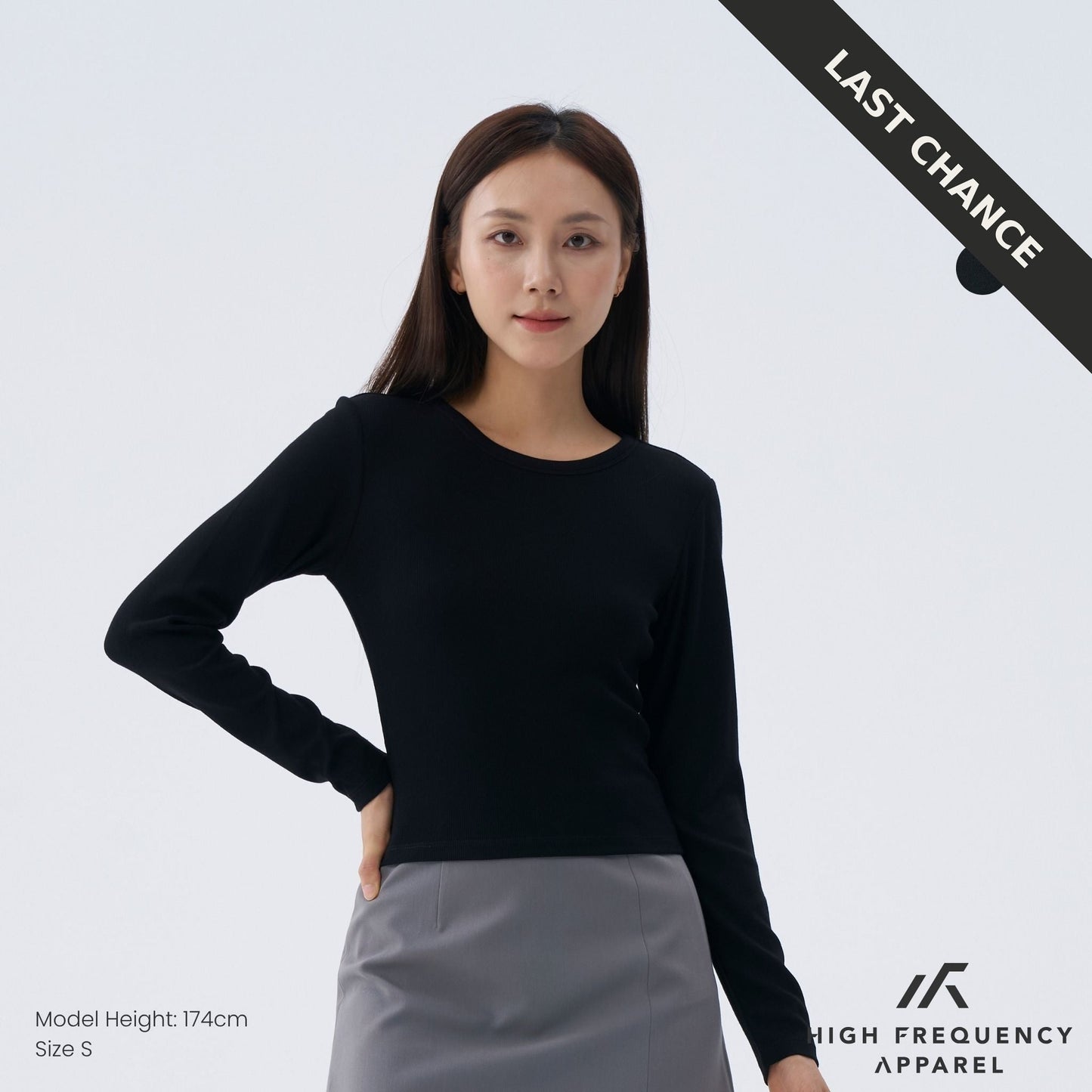 long sleeve ribbed tee – stretch fit essentials