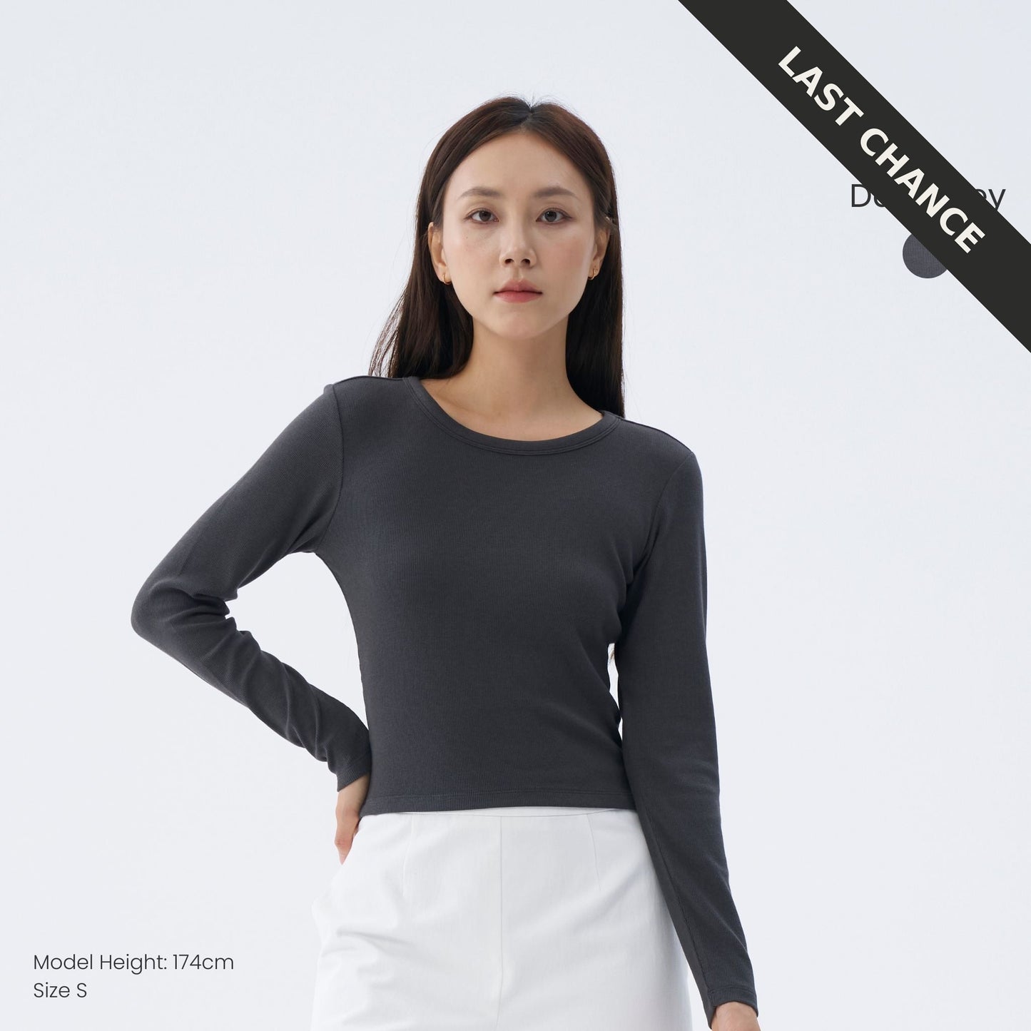 long sleeve ribbed tee – stretch fit essentials