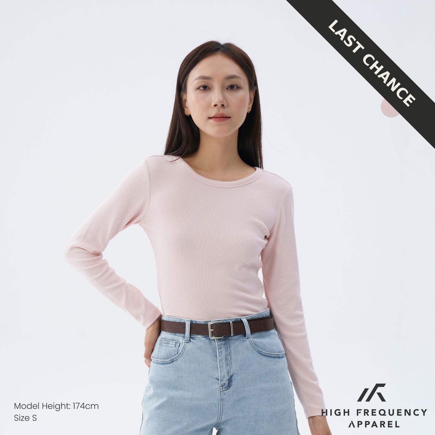 long sleeve ribbed tee – stretch fit essentials