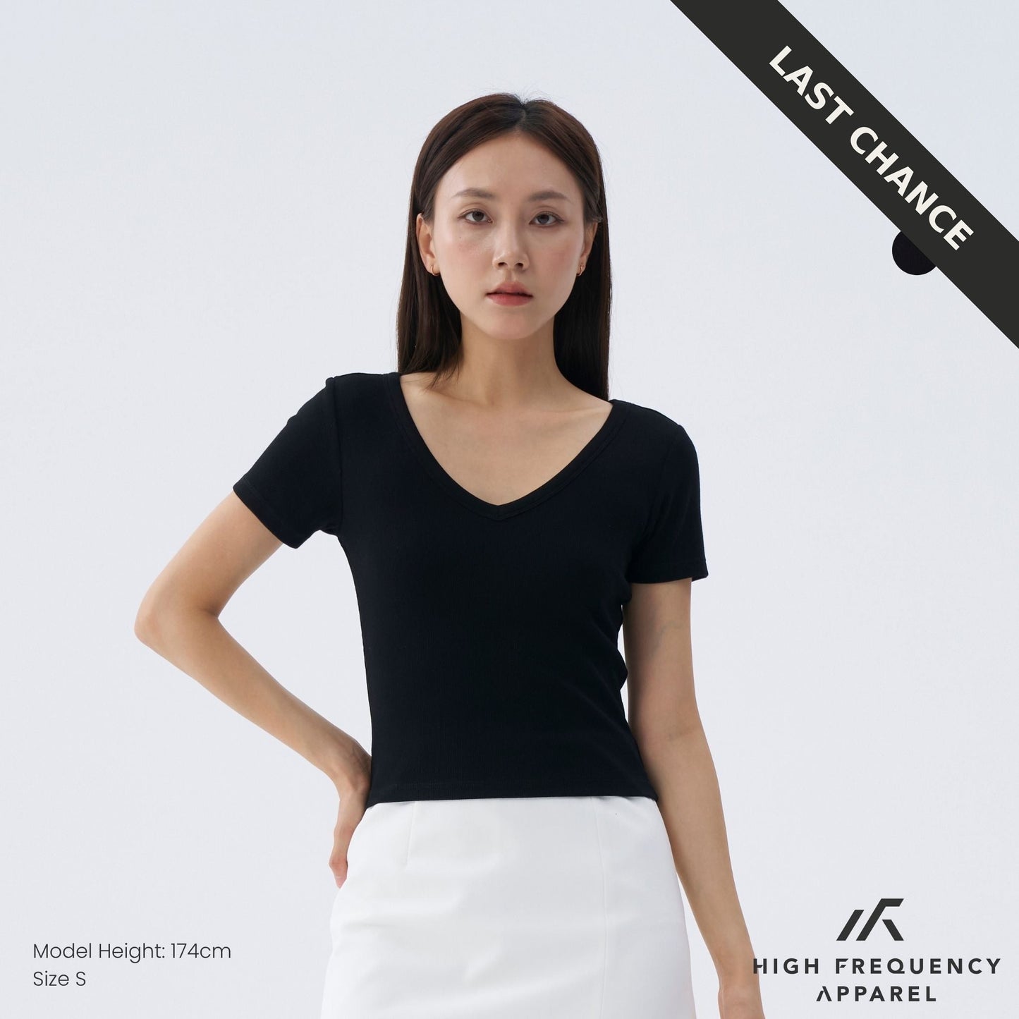 v-neck short sleeve ribbed tee – stretch fit essentials