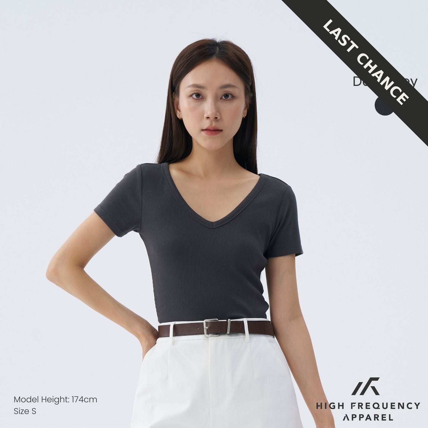 v-neck short sleeve ribbed tee – stretch fit essentials