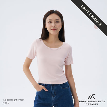 Wide Neck Half Sleeve Ribbed Tee – Stretch Fit Essentials