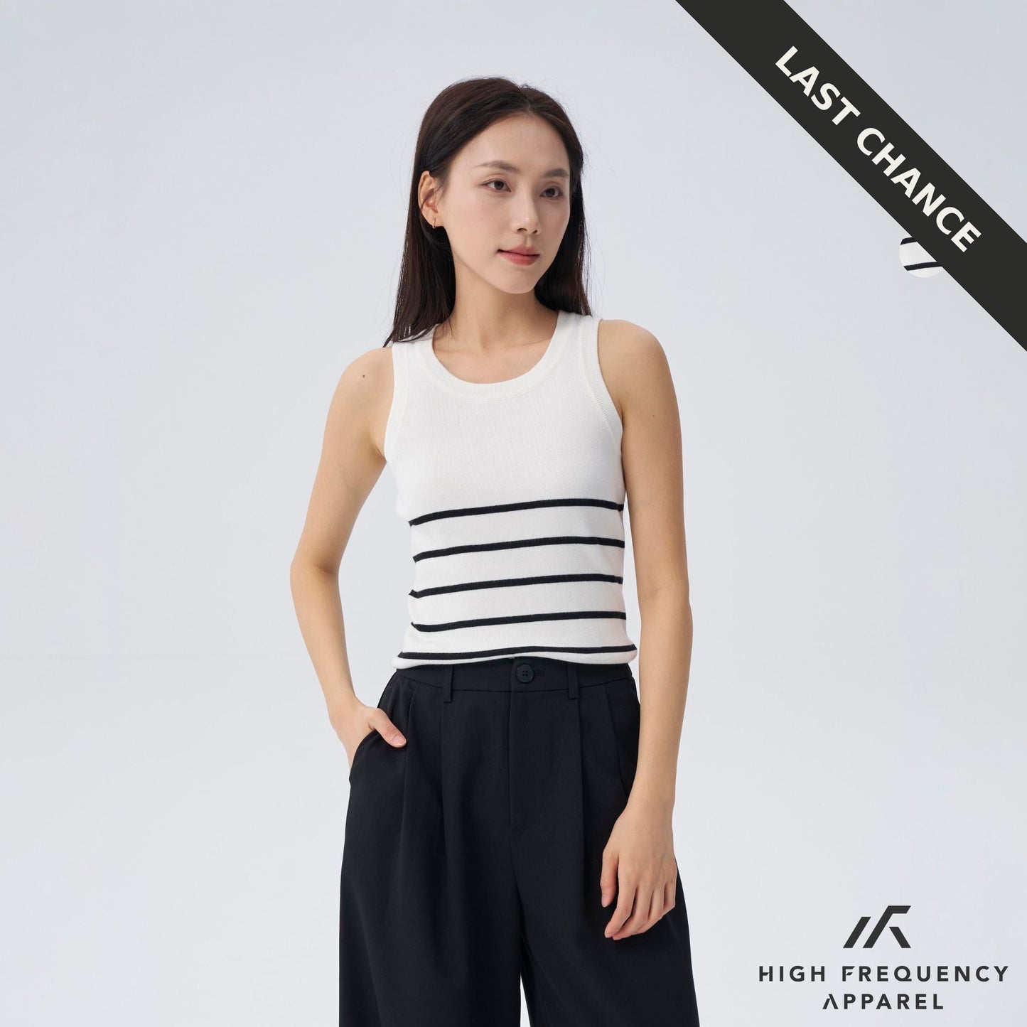 half striped knitted tank top