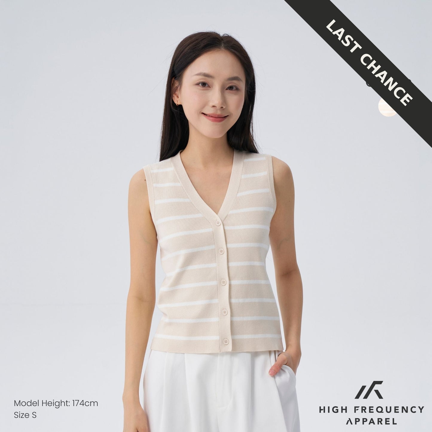 striped knitted button vest