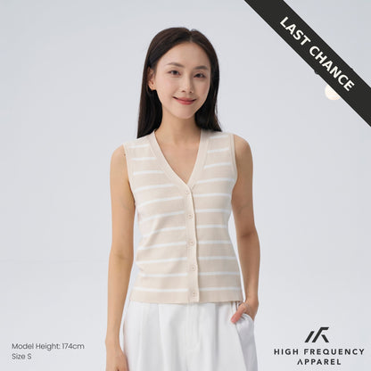 Striped Knitted Button Vest