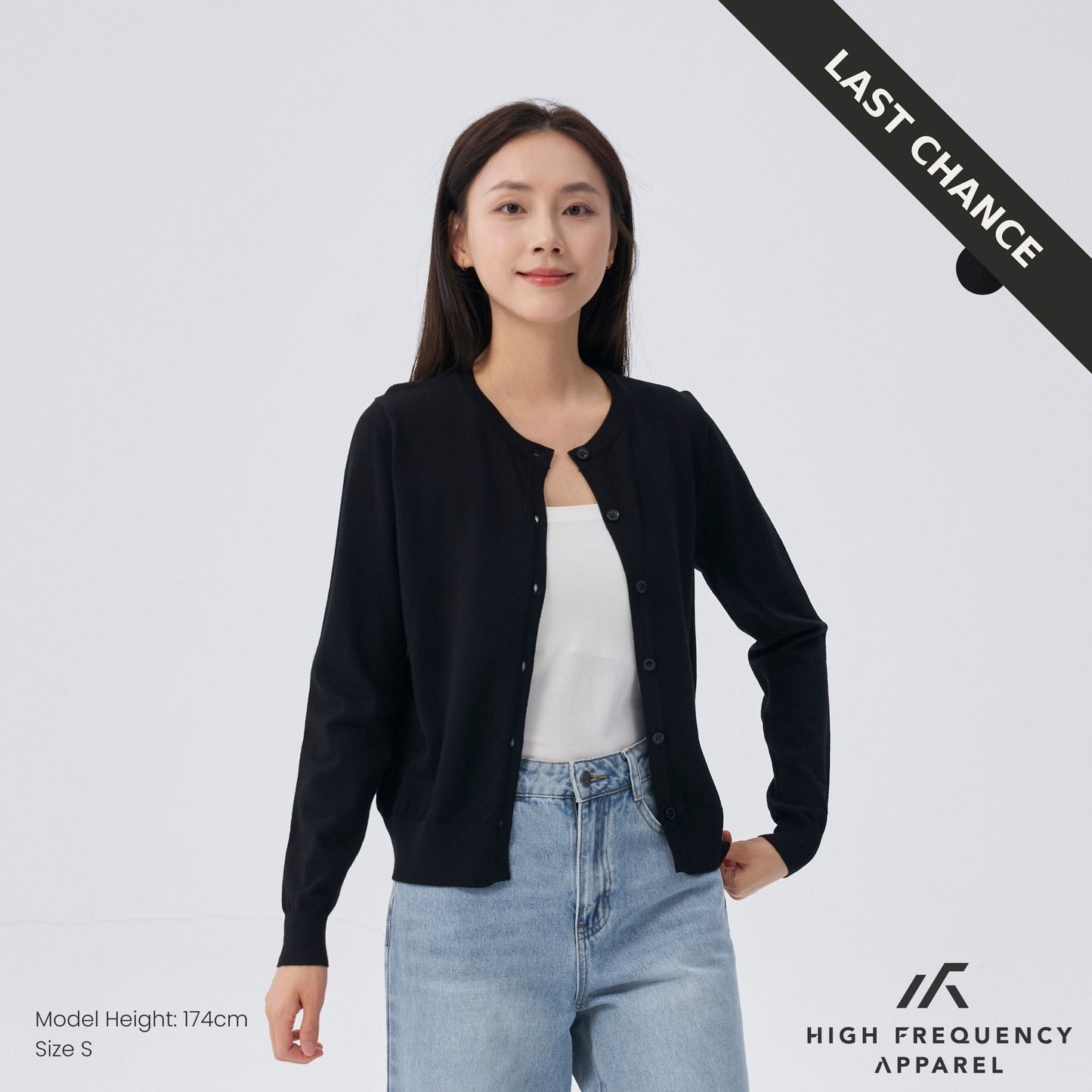 crew neck long sleeve cardigan