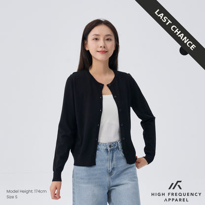 Crew Neck Long Sleeve Cardigan