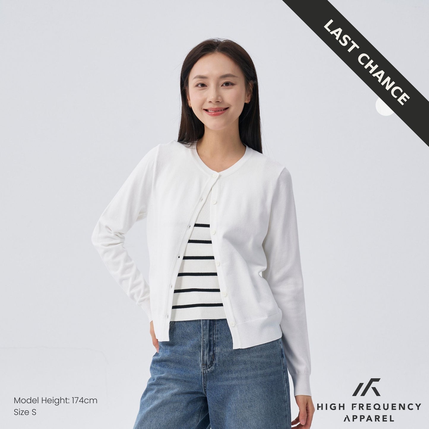 crew neck long sleeve cardigan