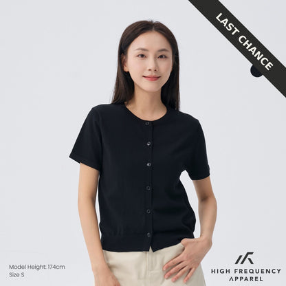 Crew Neck Short Sleeve Cardigan