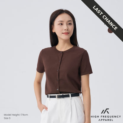 Crew Neck Short Sleeve Cardigan