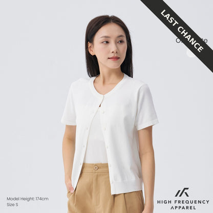Crew Neck Short Sleeve Cardigan