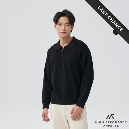 Long Sleeve Knitted Zip Polo