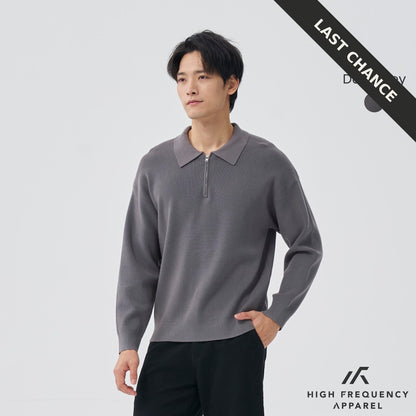 Long Sleeve Knitted Zip Polo