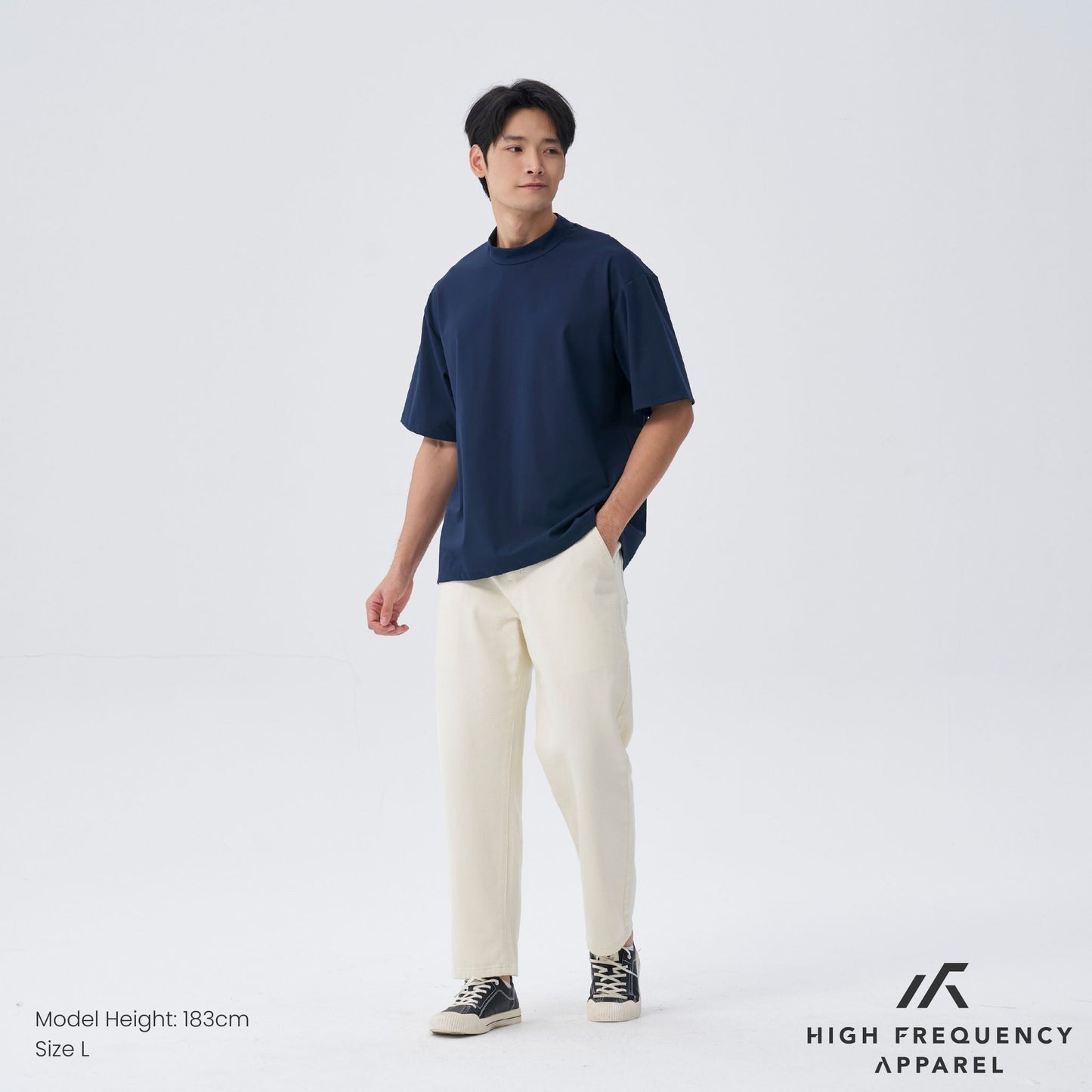 mock neck athleisure oversized t-shirt
