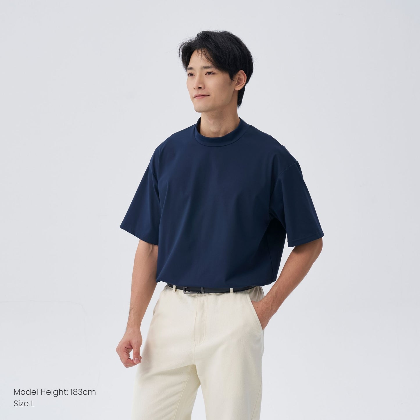 mock neck athleisure oversized t-shirt