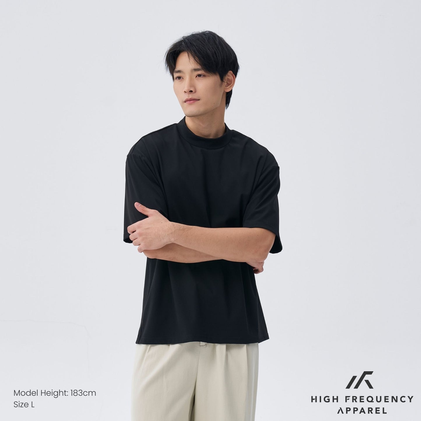 mock neck athleisure oversized t-shirt