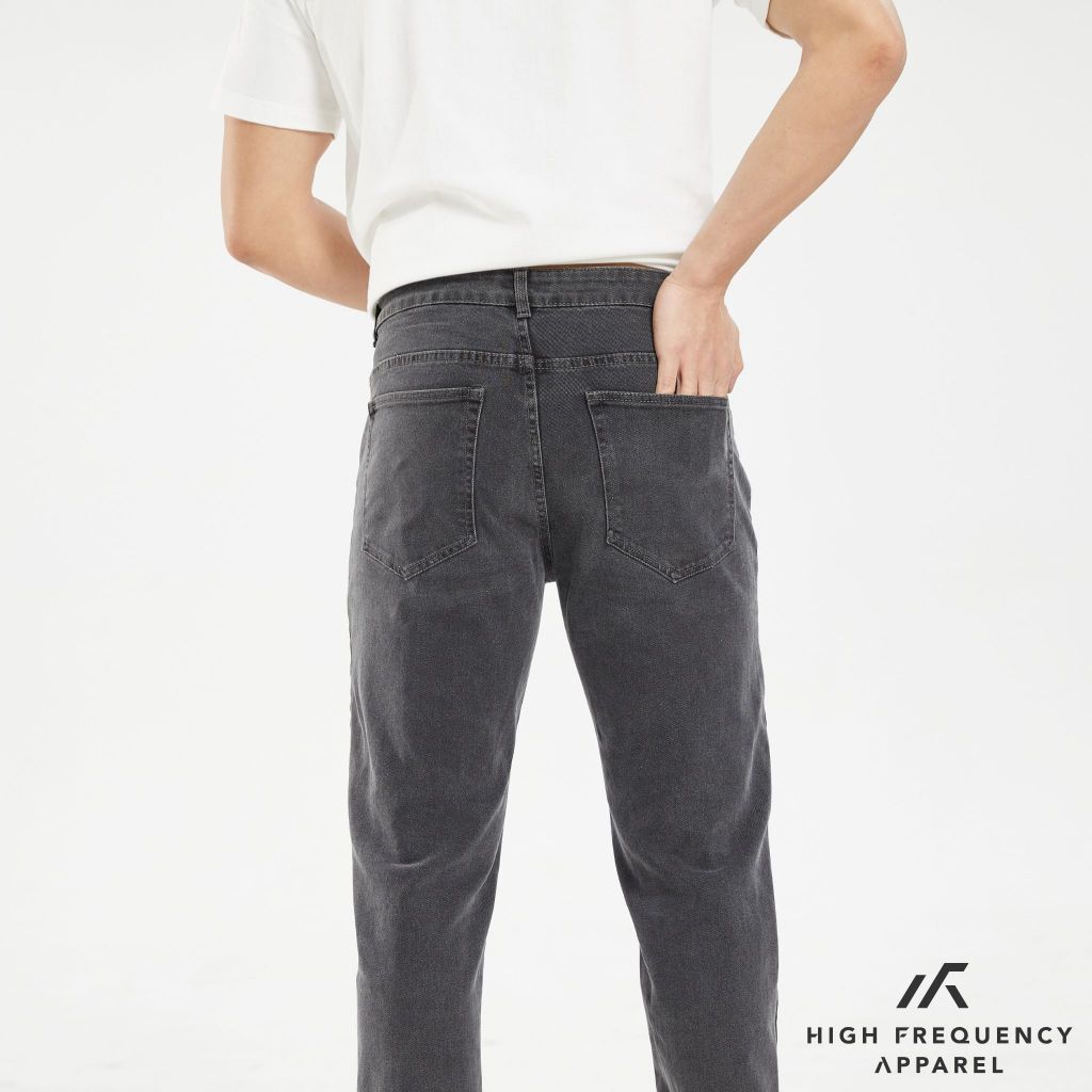 hfa men's black regular fitted mid-waisted denim jeans