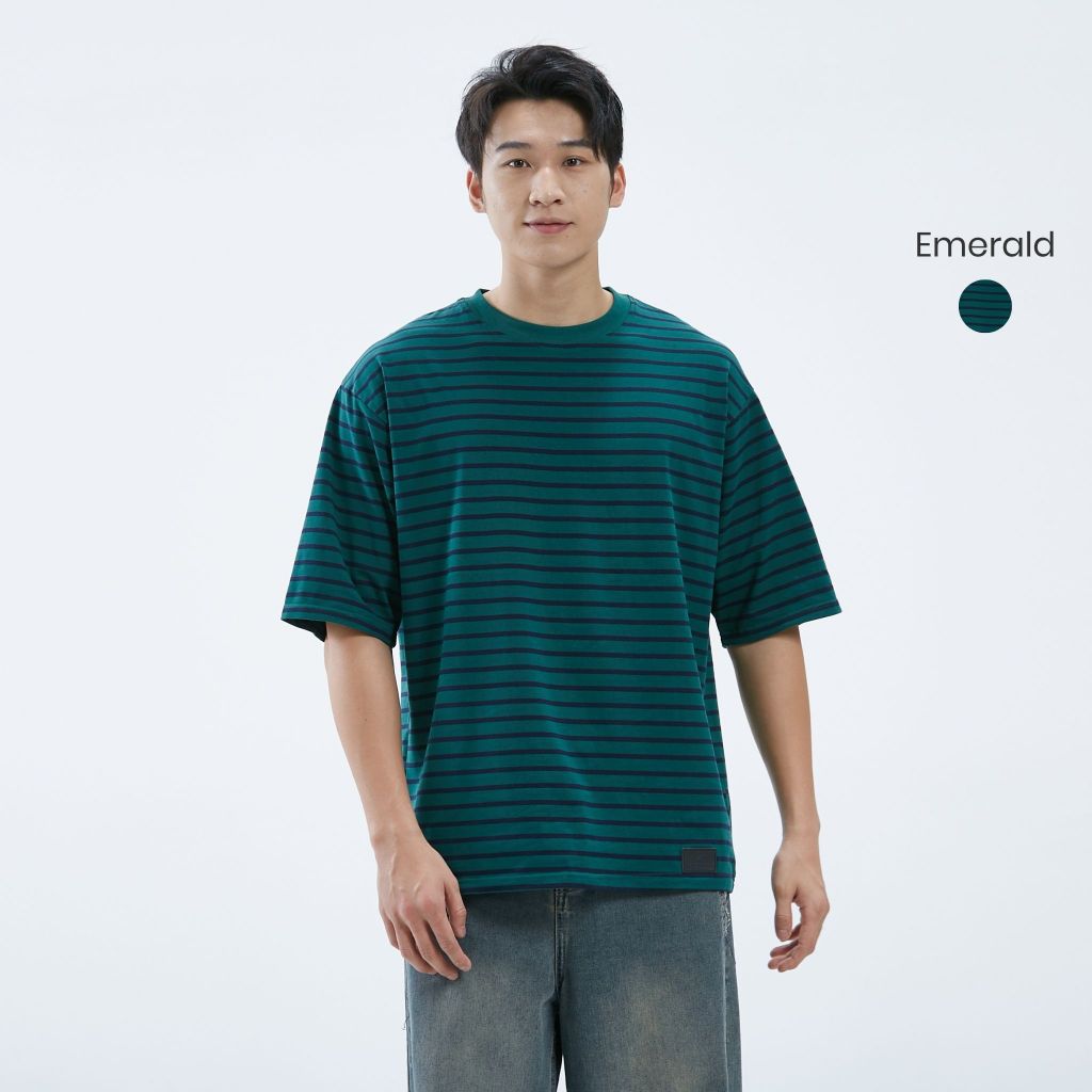 hfa unisex striped oversized stretch cotton crew neck t-shirt